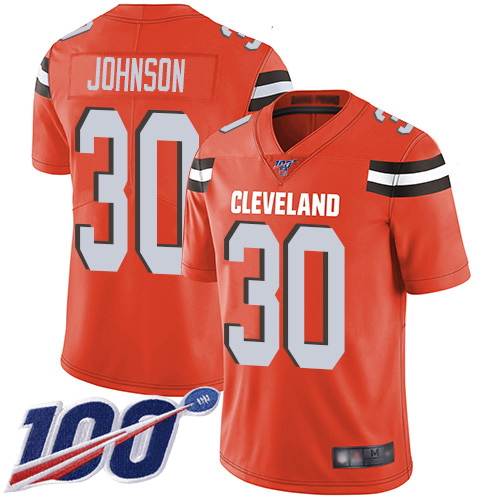 Cleveland Browns D Ernest Johnson Men Orange Limited Jersey #30 NFL Football Alternate 100th Season Vapor Untouchable->cleveland browns->NFL Jersey